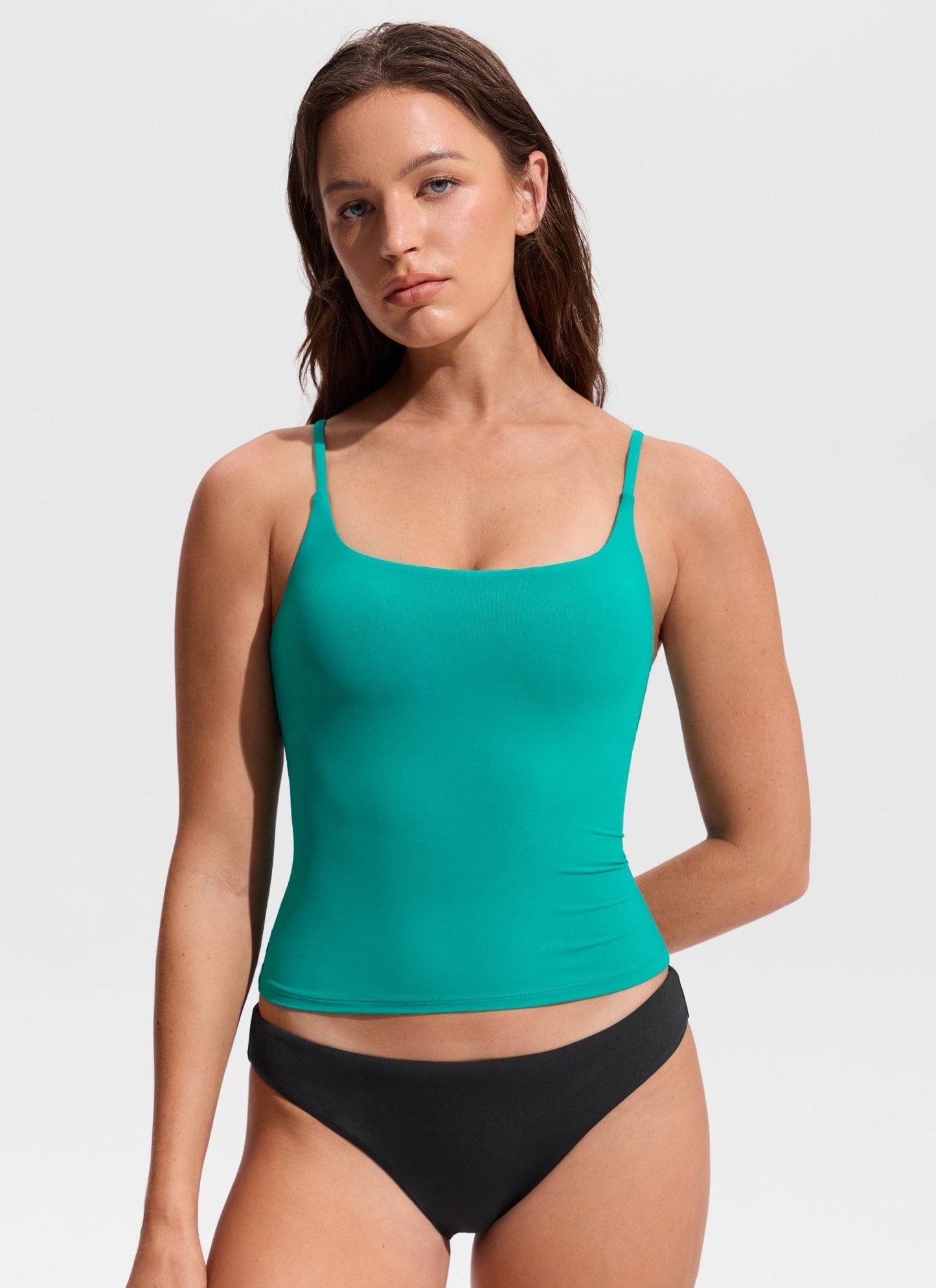 U Neck Twist Back Tankini Top