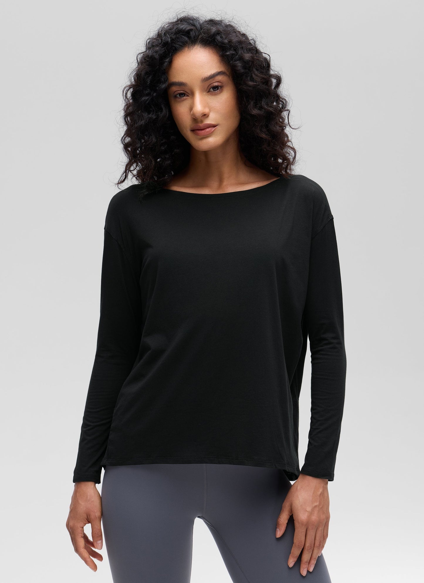Pima Cotton Boat Neck Long Sleeve