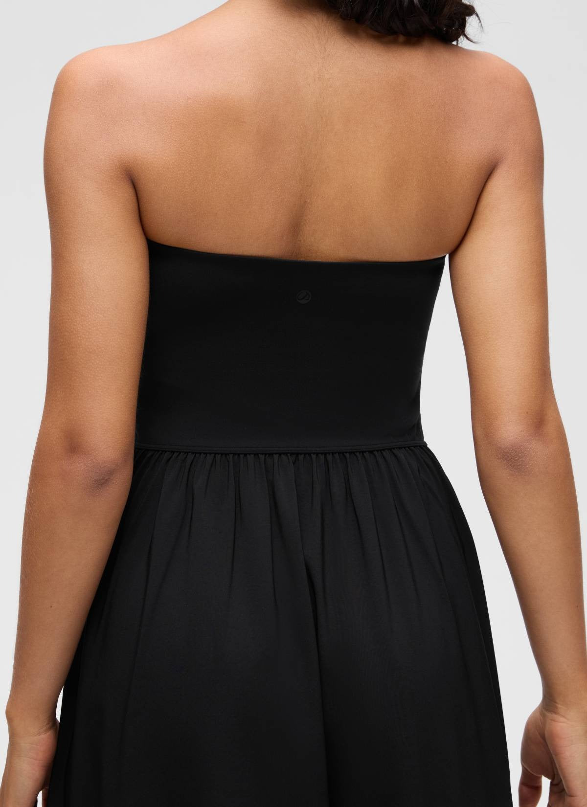 Dual-fabric Strapless Maxi Dress
