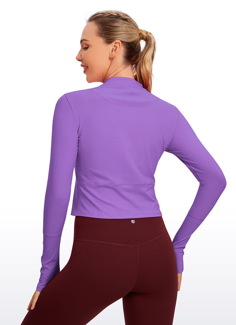 Brushed Half Zip Cropped Long Sleeve
