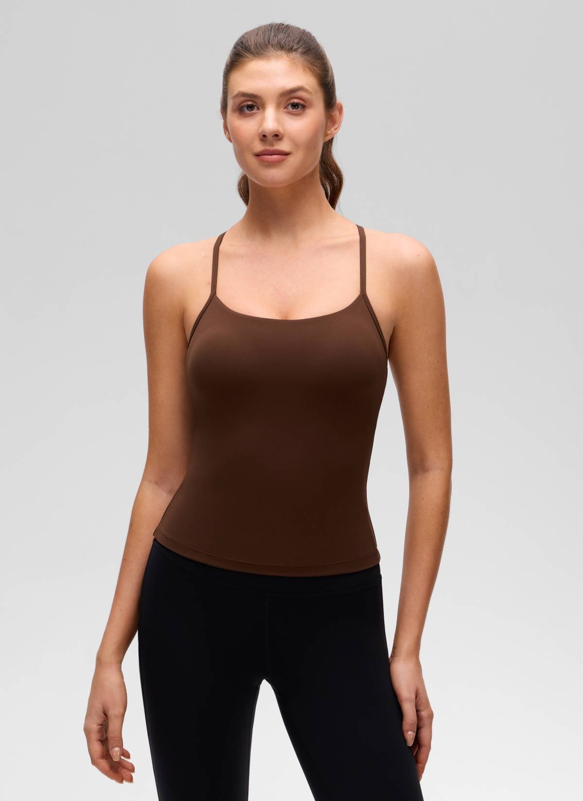 Butterluxe Waist Length Y Back Built in Bra Tank