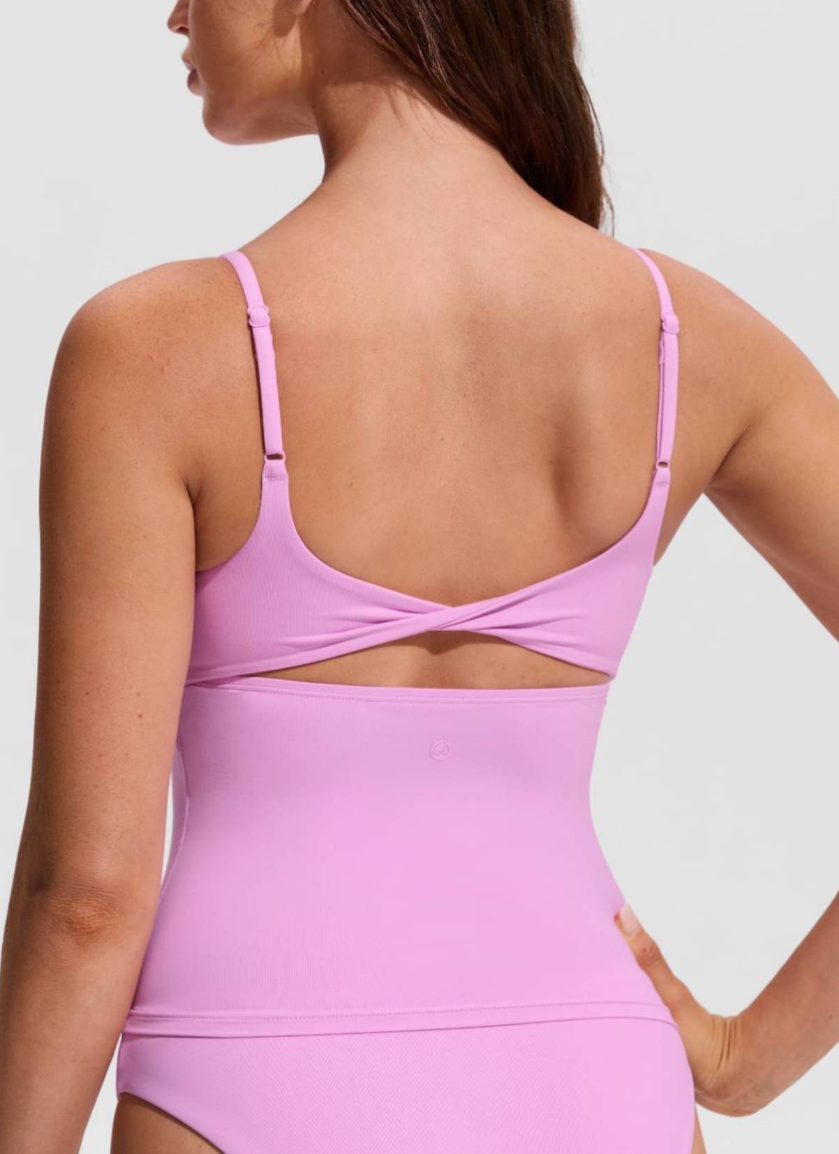 U Neck Twist Back Tankini Top