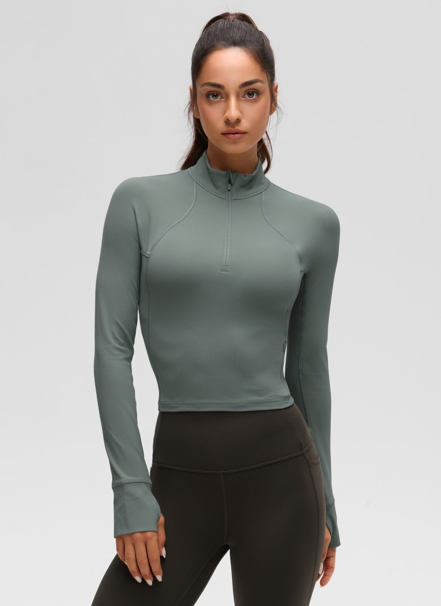 Butterluxe Half Zip Cropped Long Sleeve