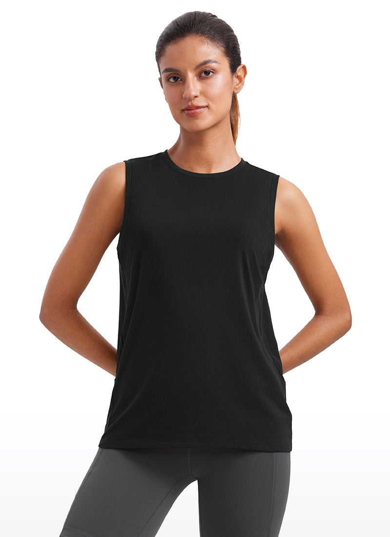 Pima Cotton Hip Length High Neck Tank