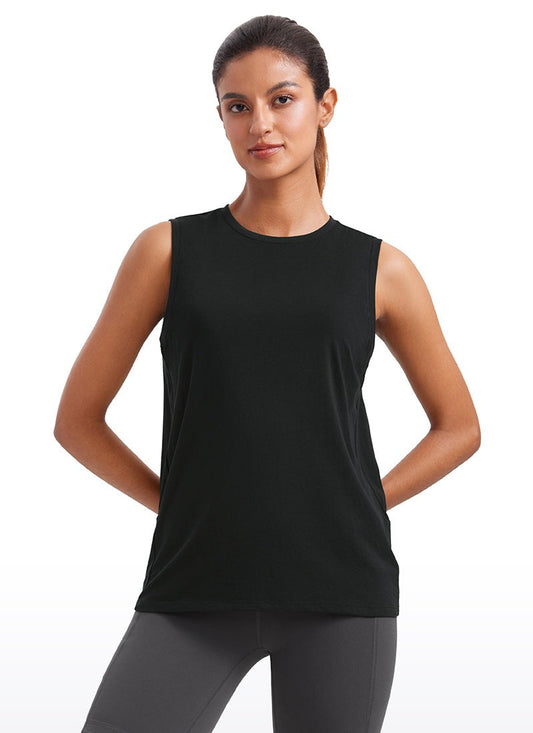 Pima Cotton Hip Length High Neck Tank