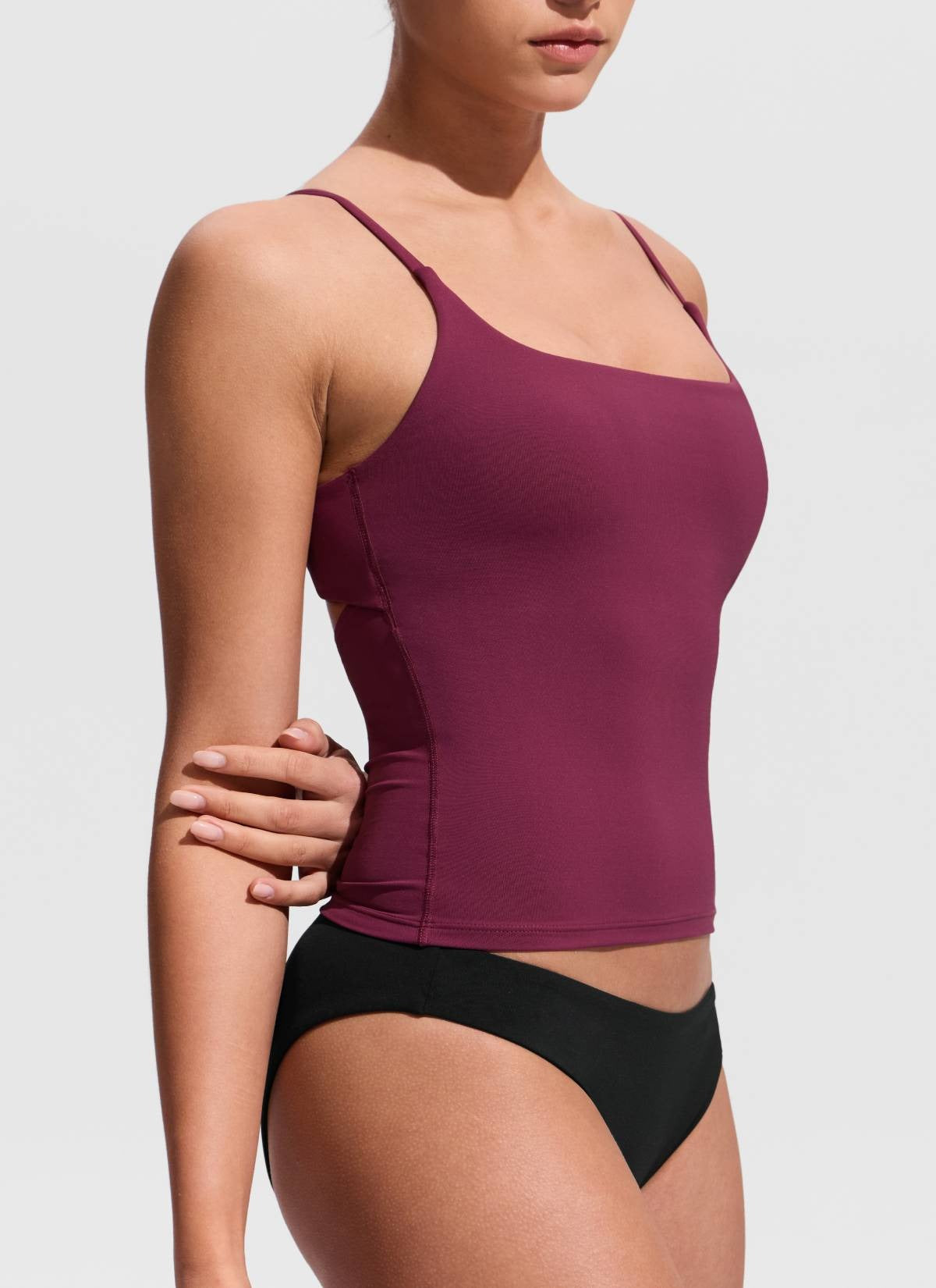 U Neck Twist Back Tankini Top