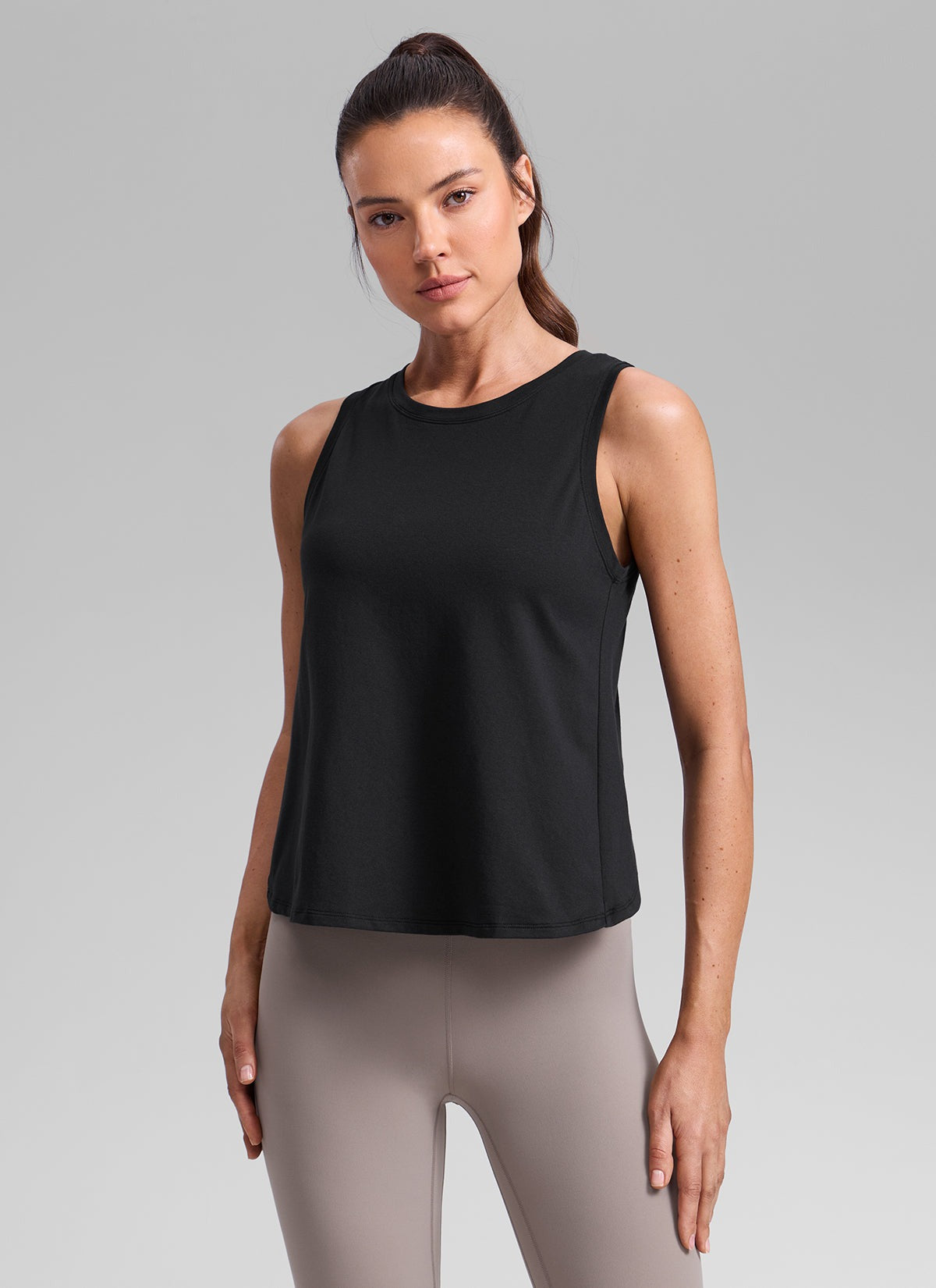 Poly Cotton-Blend Open Split Back Tank