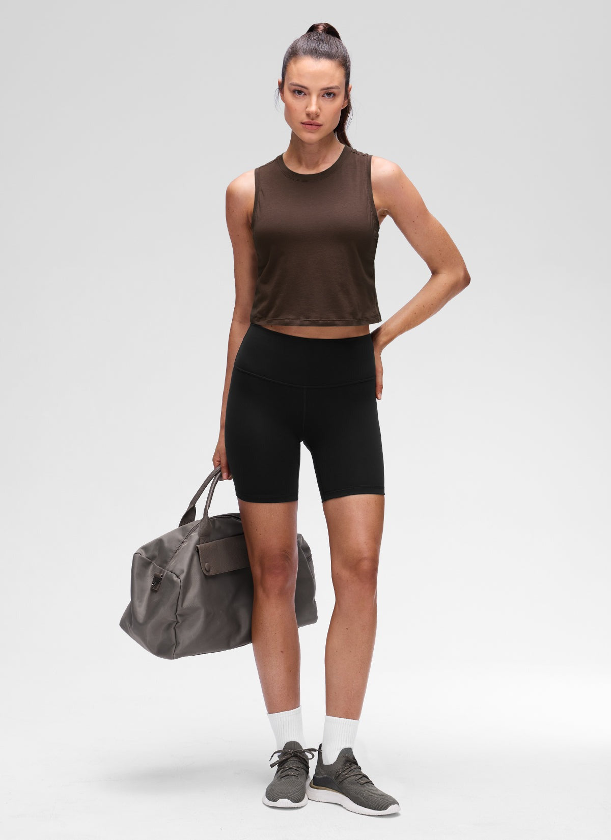 Pima Cotton Crewneck Crop Tank