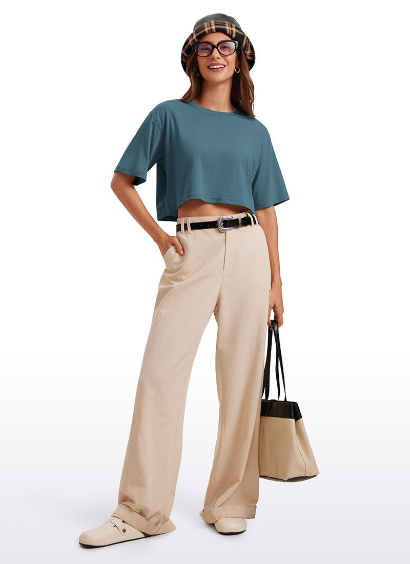 Pima Cotton Cropped Short Sleeve