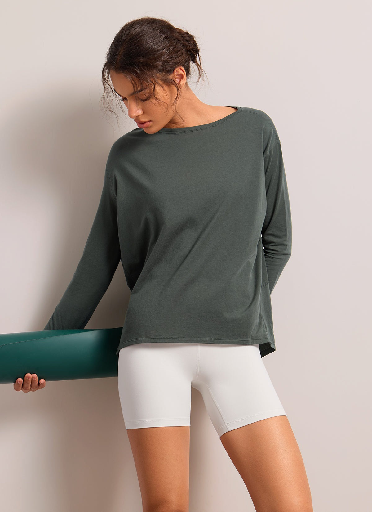 Pima Cotton Boat Neck Long Sleeve