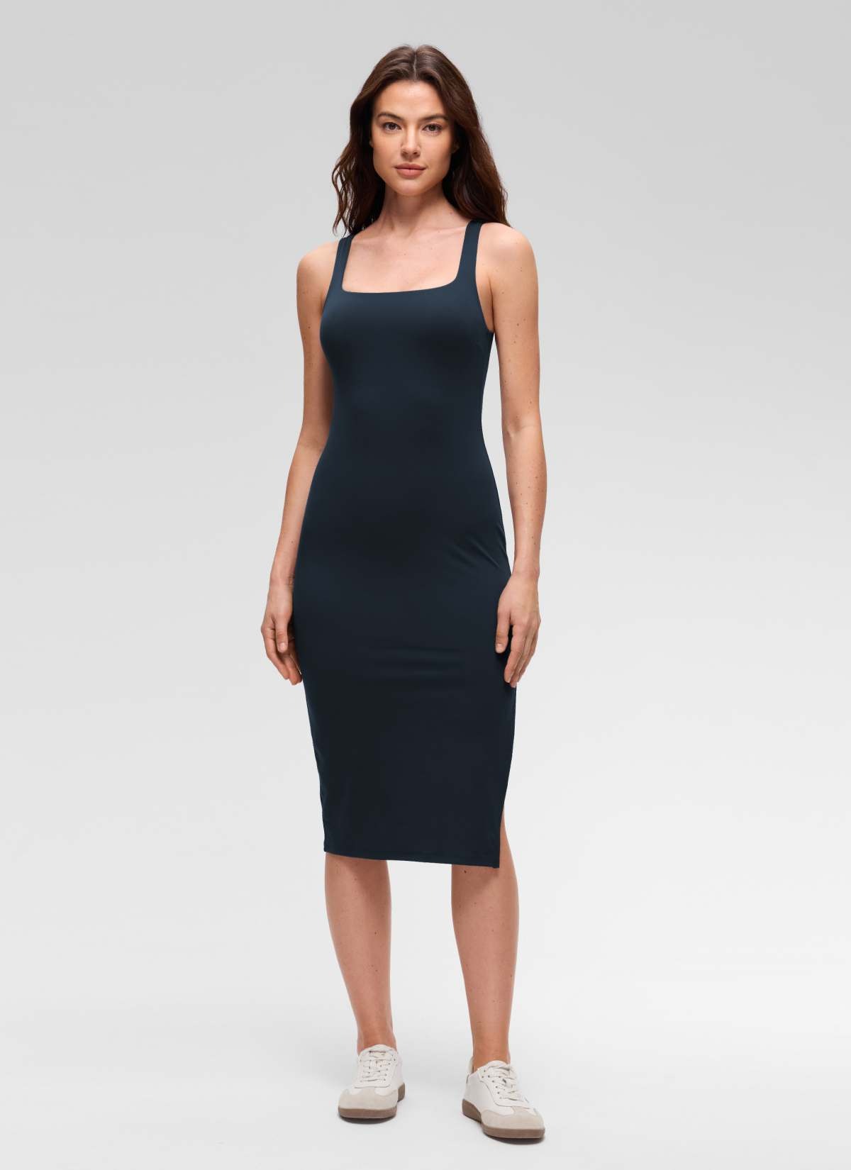 Butterluxe Square Neck Side Split Midi Dress