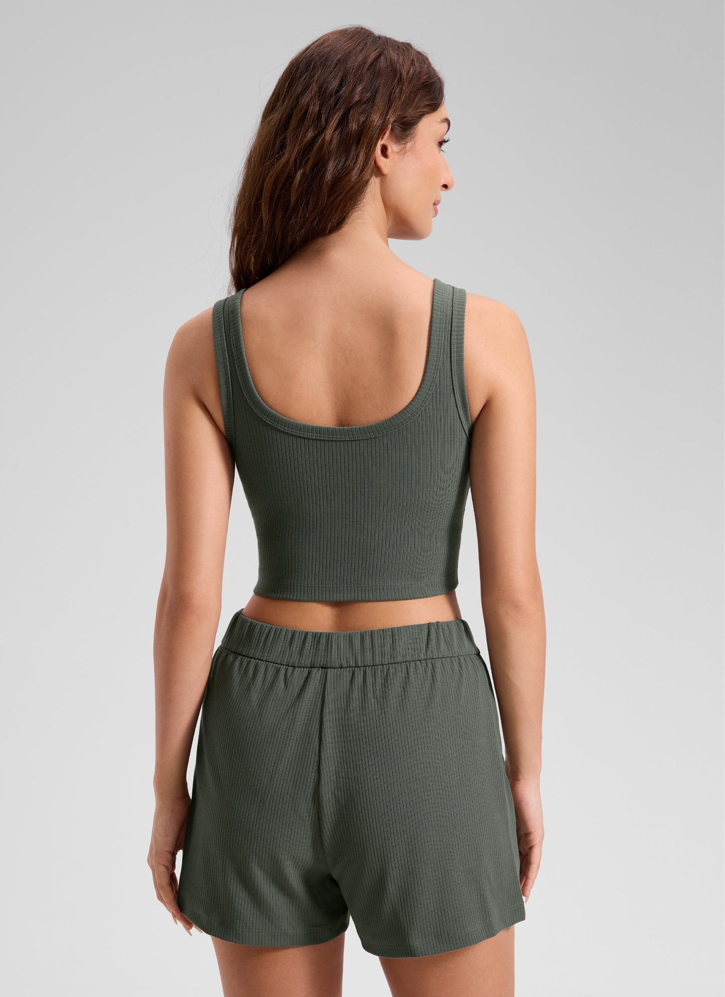 Ribbed U Neck Built in Bra Tank