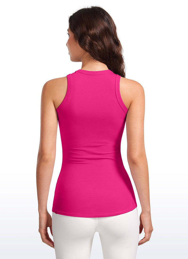 Hip Length High Neck Ribbed Racerback Tank