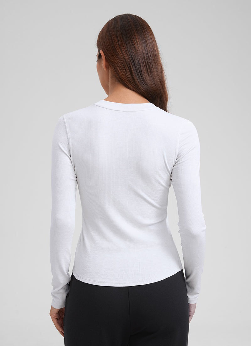 Ribbed Modal Henley Long Sleeve