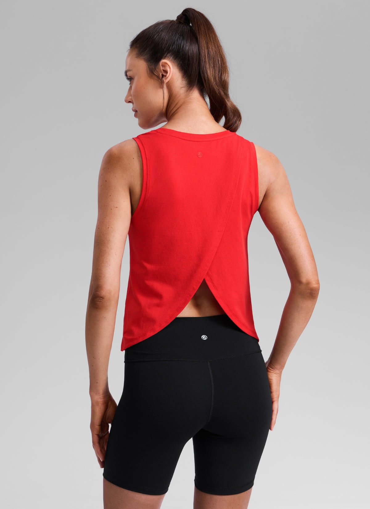 Poly Cotton-Blend Open Split Back Tank