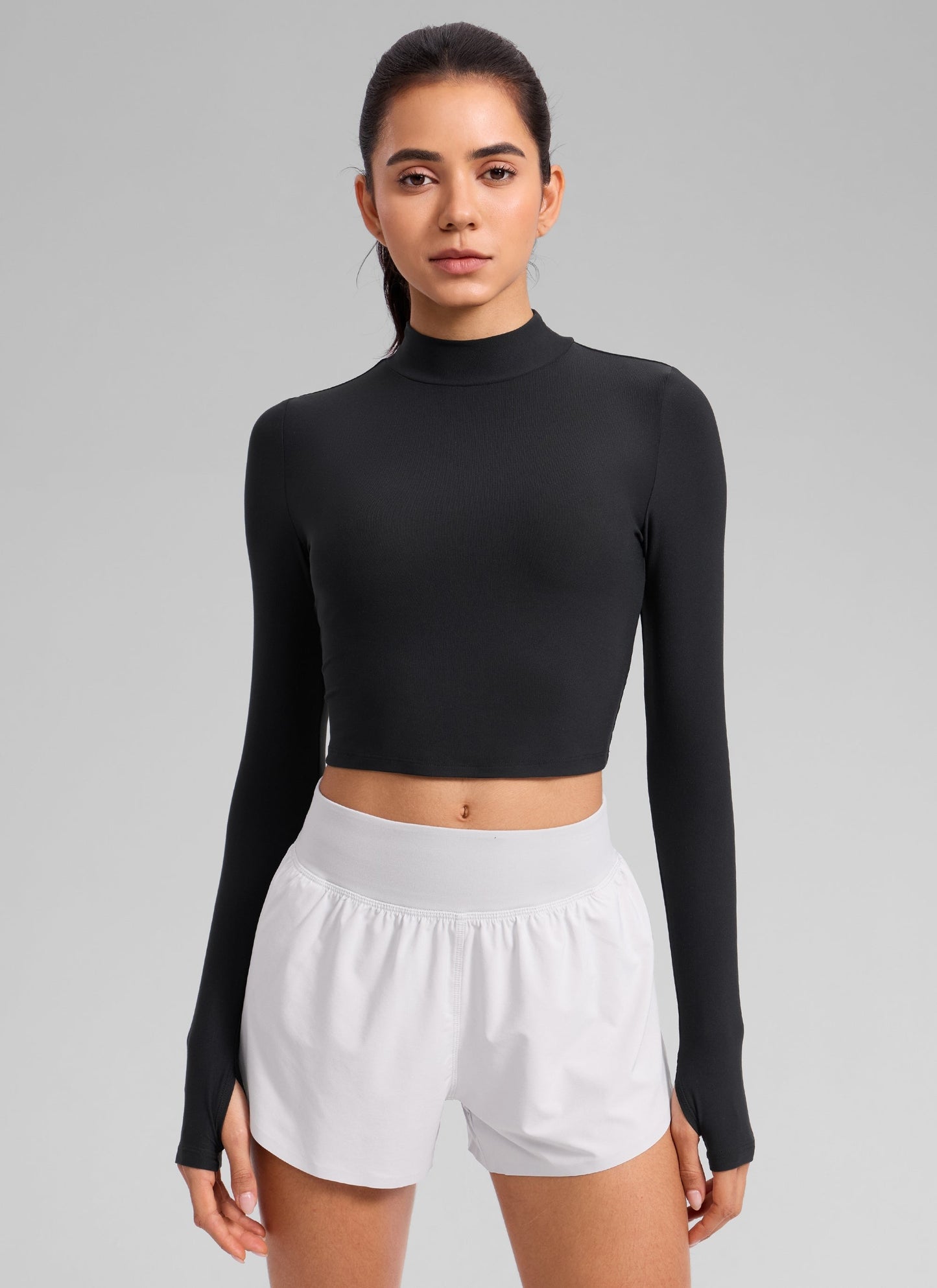 Cloudweight Mock Neck Crop Long Sleeve