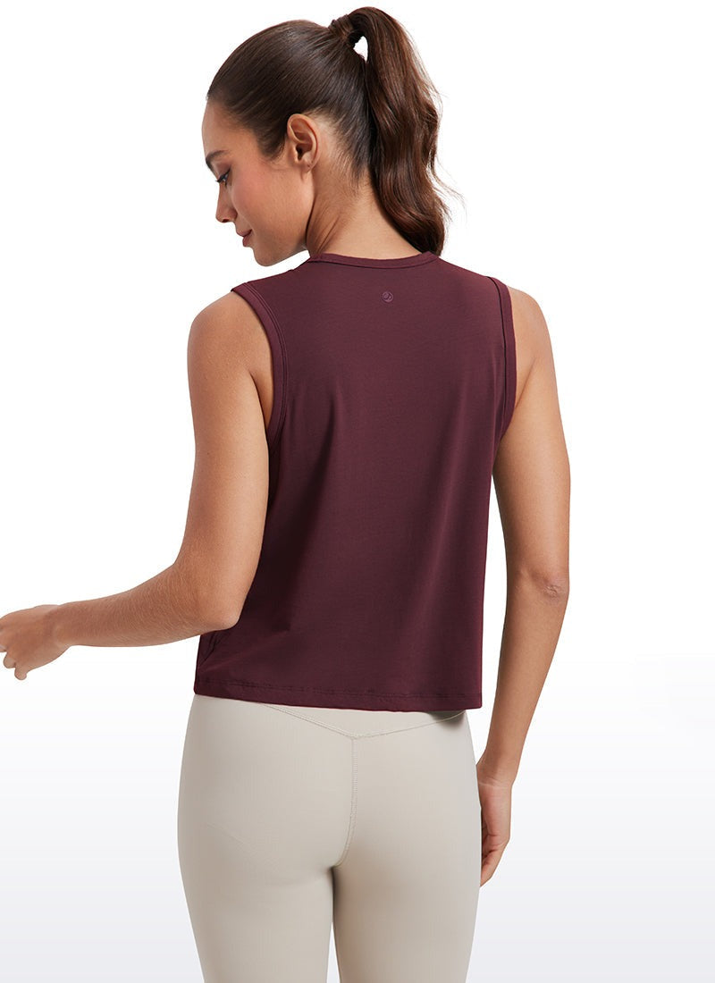 Pima Cotton High Neck Cropped Tank