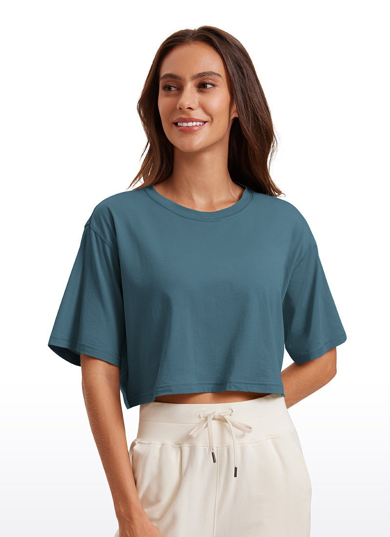 Pima Cotton Cropped Short Sleeve