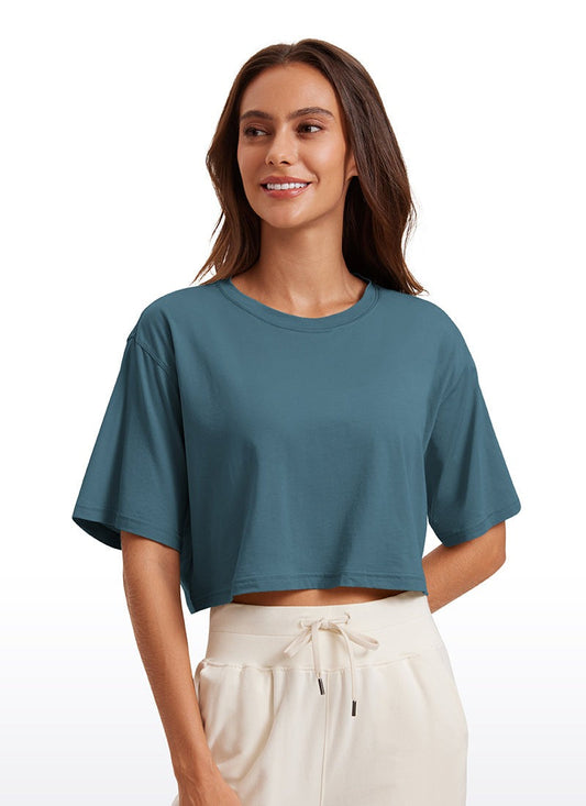 Pima Cotton Cropped Short Sleeve