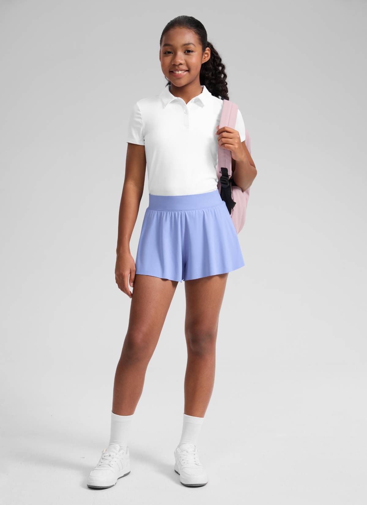Girls High Rise 2 in 1 Flowy Sport Shorts 2.5''
