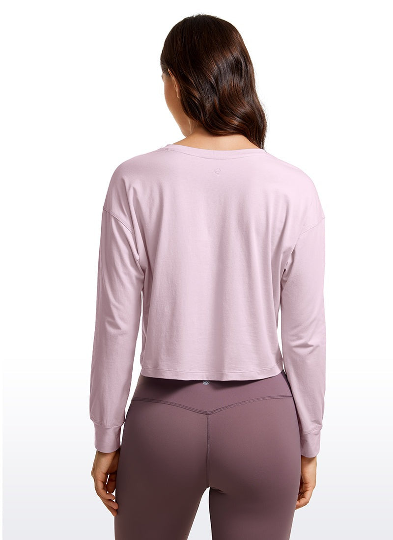 Pima Cotton Cropped Loose Fit Long Sleeve