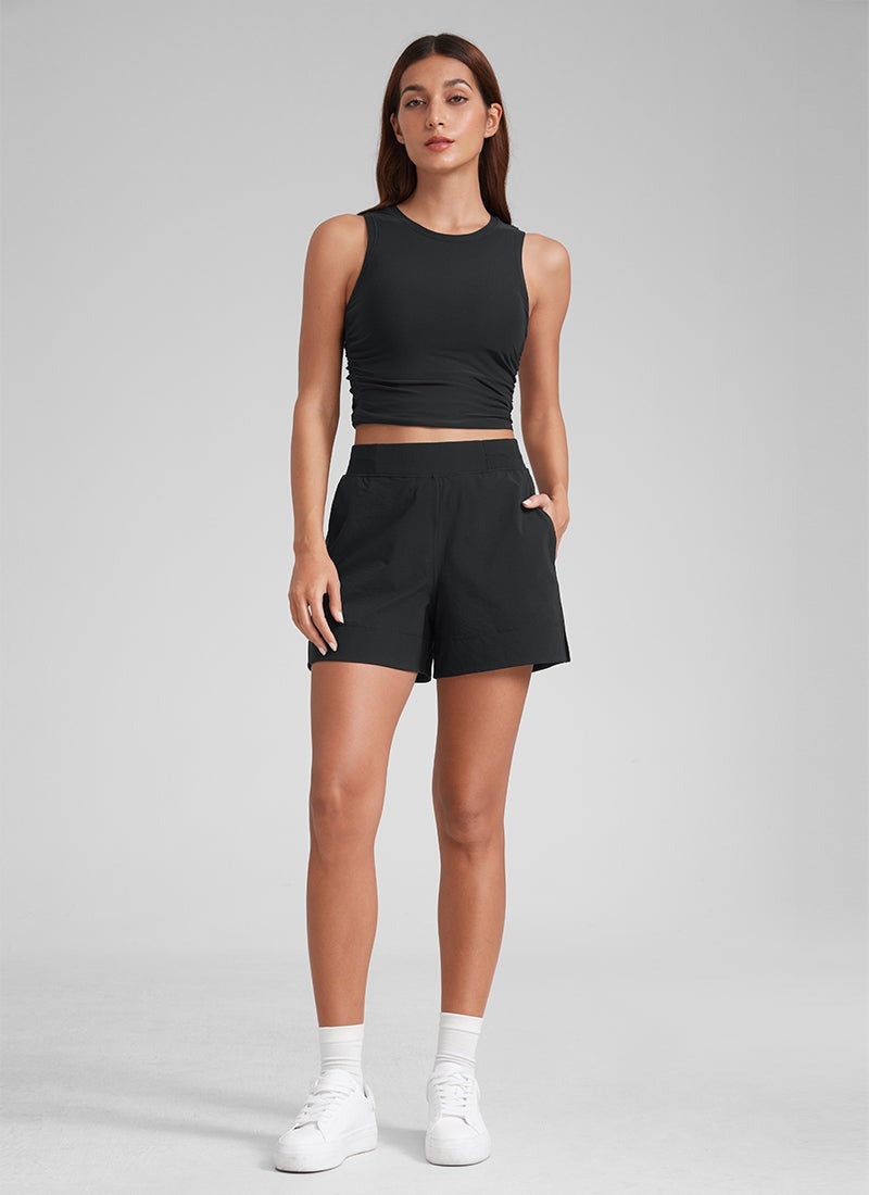 Linerless High Rise V Slit Pocket Shorts 4"
