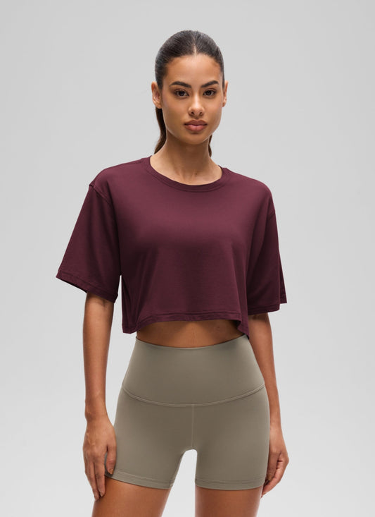 Pima Cotton Cropped Short Sleeve