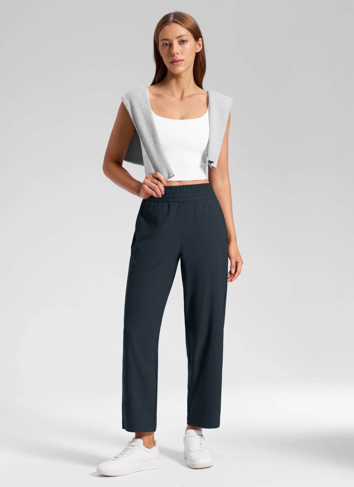 Feathery-Fit Drapey Tapered Ankle Pant 27"