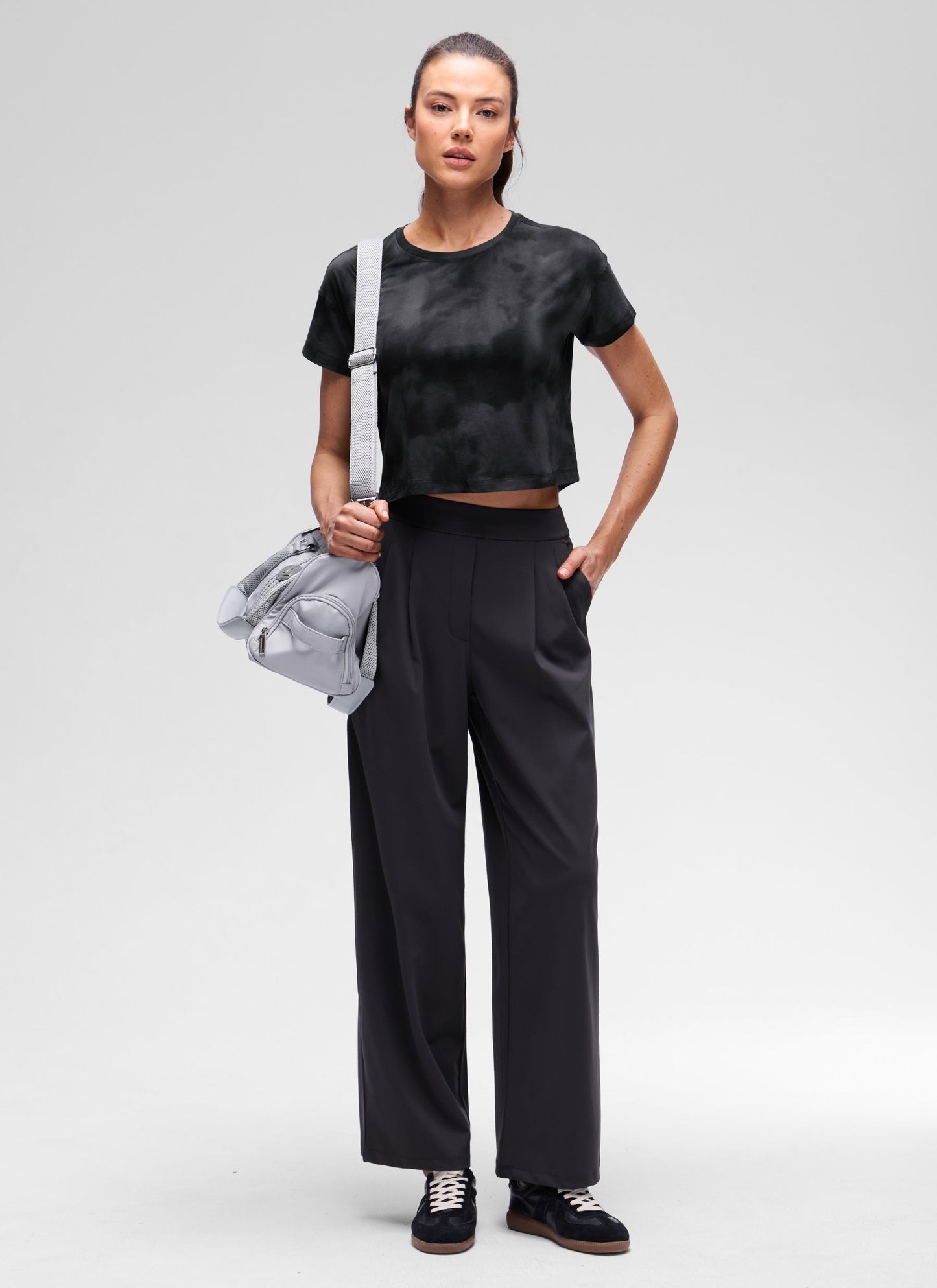 Pima Cotton Crew Neck Cropped Short Sleeve