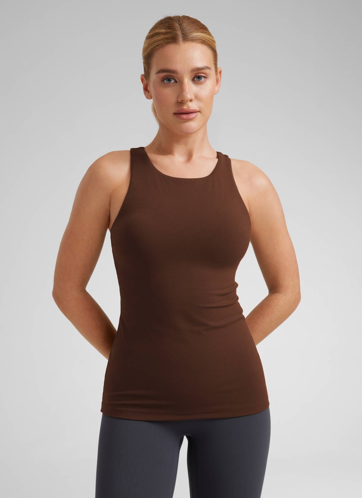 Butterluxe Hip Length Built-in Bra Tanks High Neck