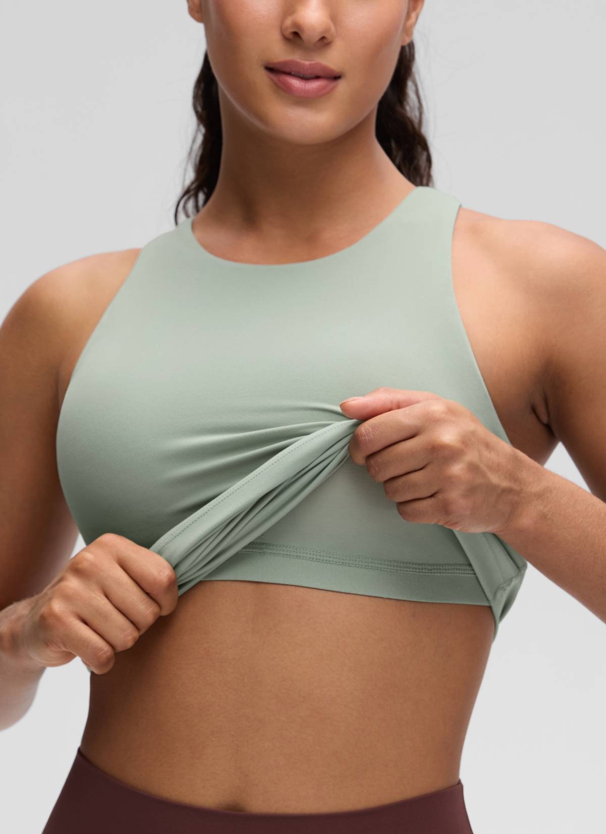 Butterluxe Hip Length Built-in Bra Tanks High Neck