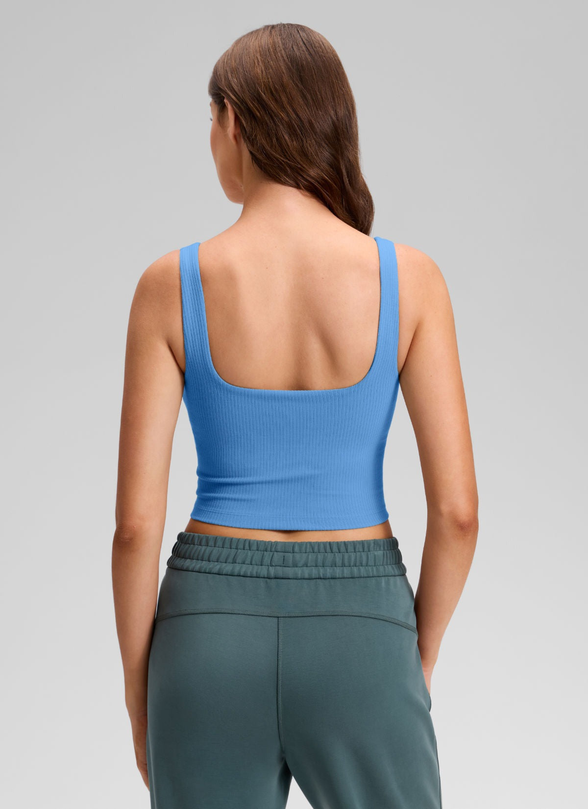 Ribbed Henley Neck Built in Bra Tank