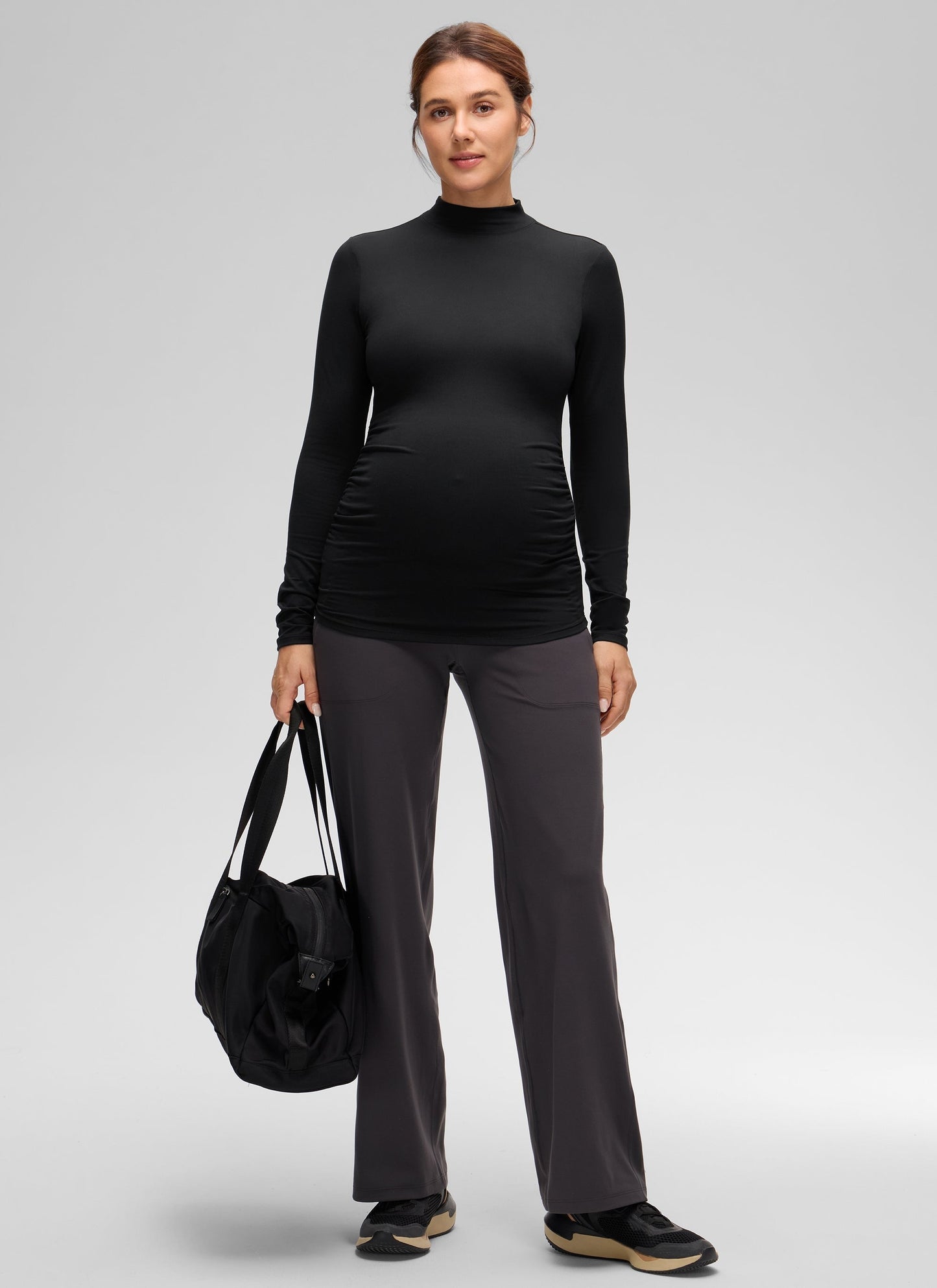 Cloud Jersey Maternity Mock Neck Ruched Shirt