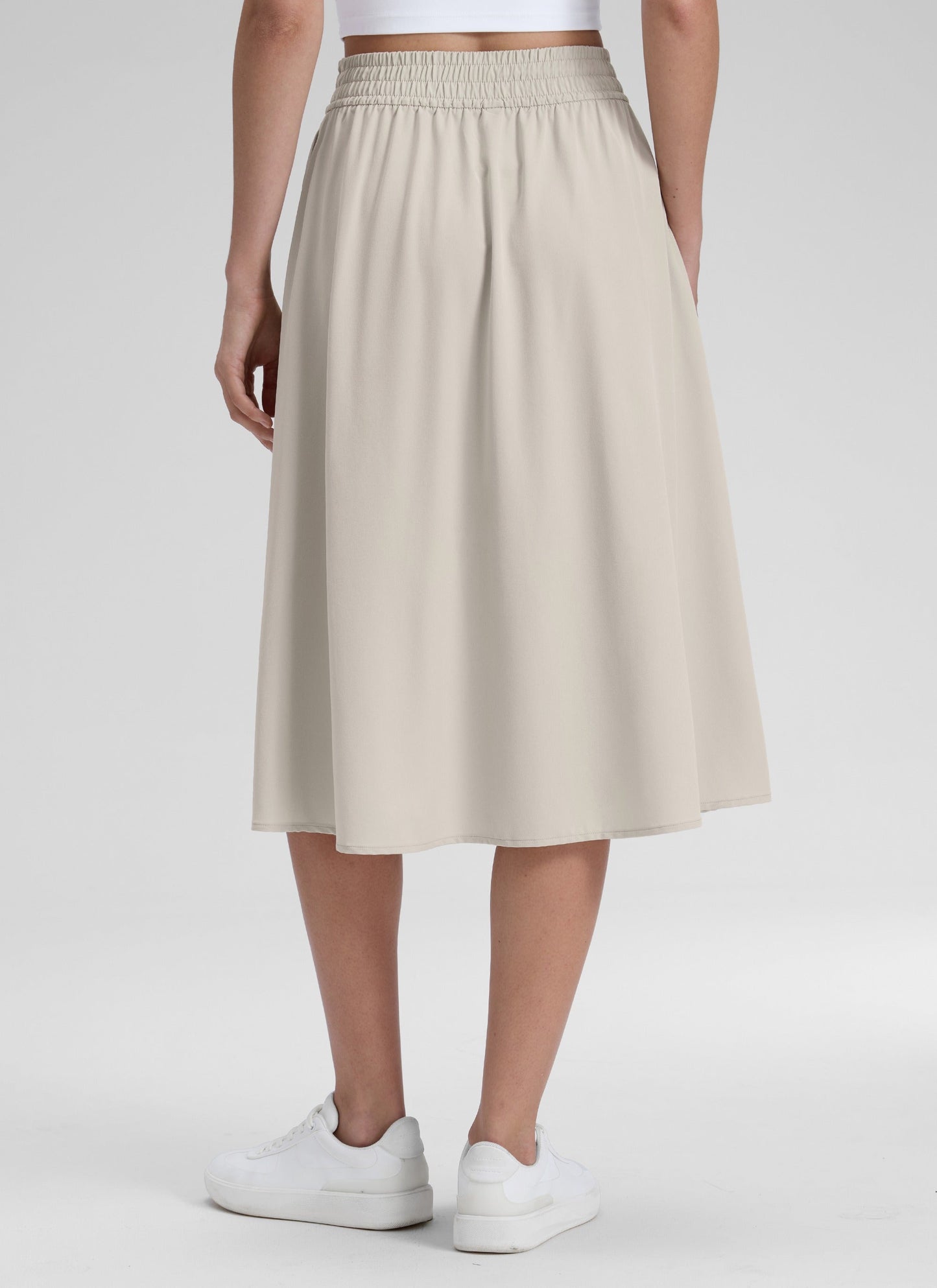 Feathery-Fit Drapey Pockets Midi Skirt