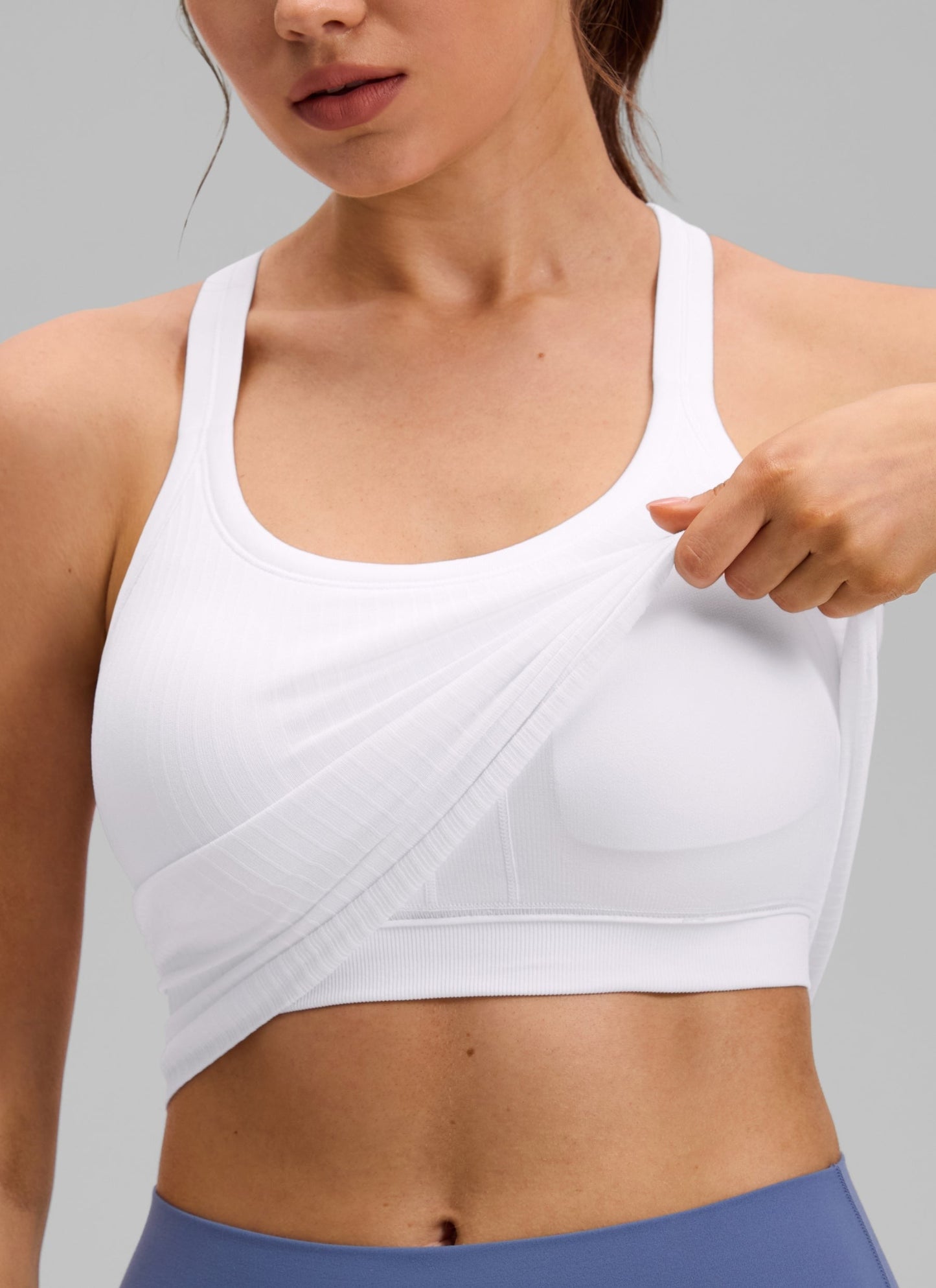 Seamless Racerback Built in Bra Ribbed Tank