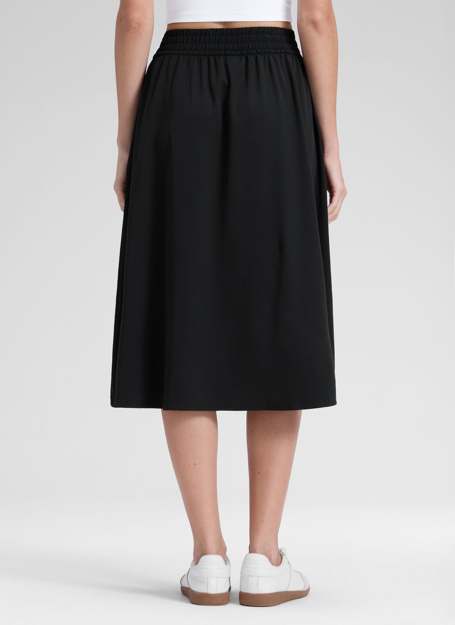 Feathery-Fit Drapey Pockets Midi Skirt