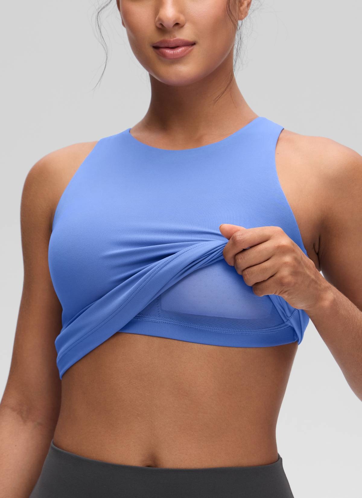 Butterluxe Hip Length Built-in Bra Tanks High Neck