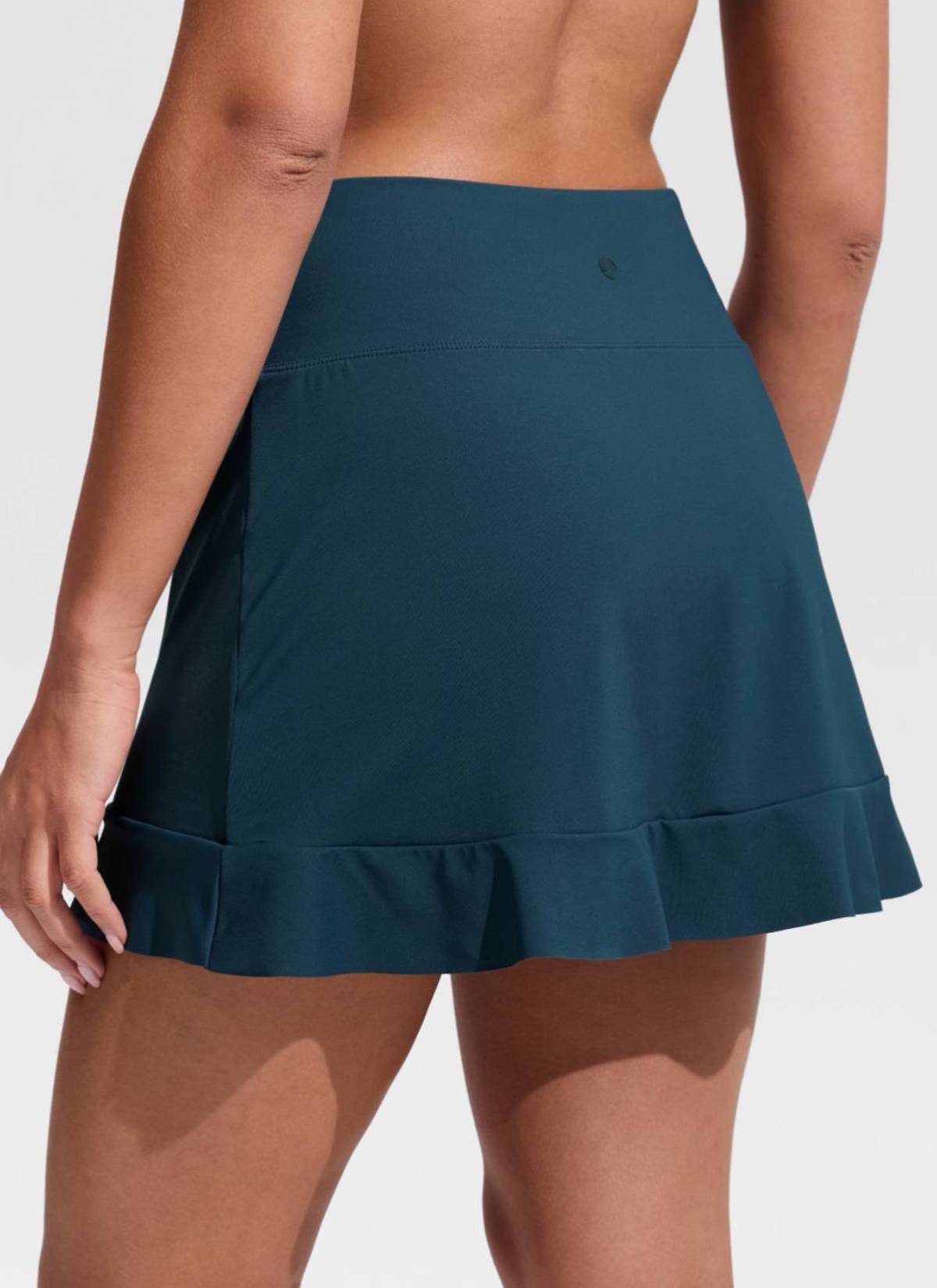 High Rise Ruffle Built in Brief Swim Skirt