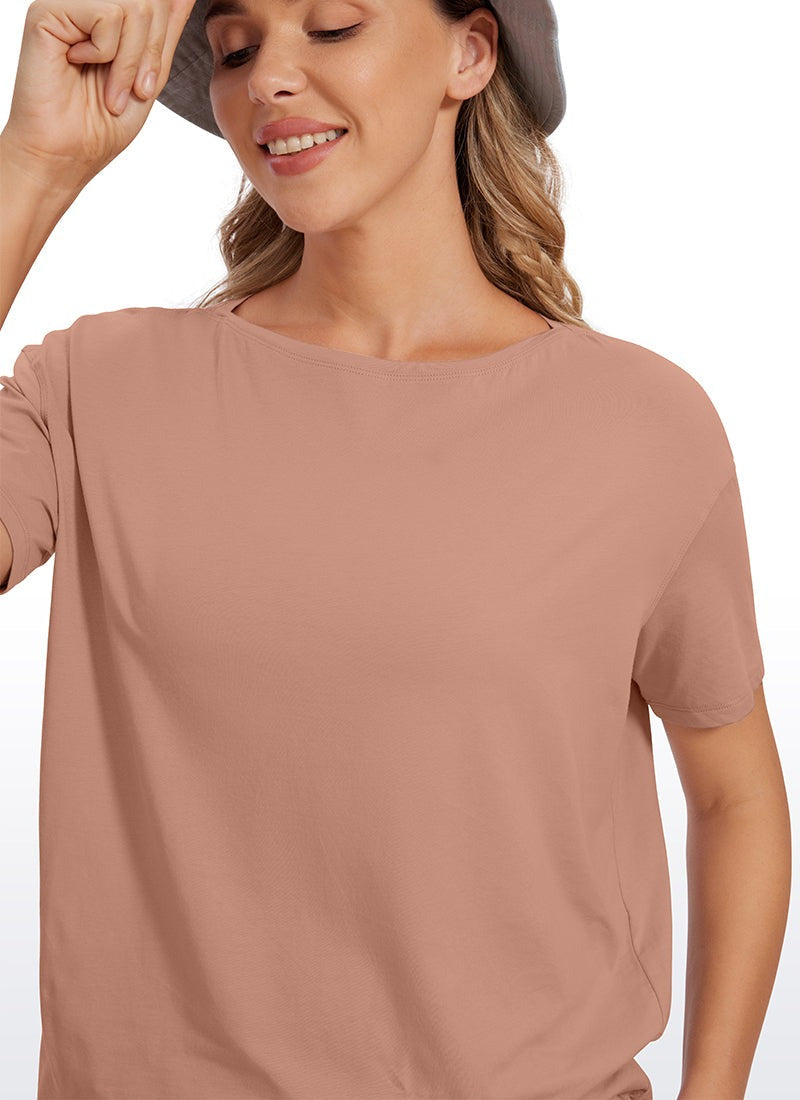 Pima Cotton Boat Neck Short Sleeve