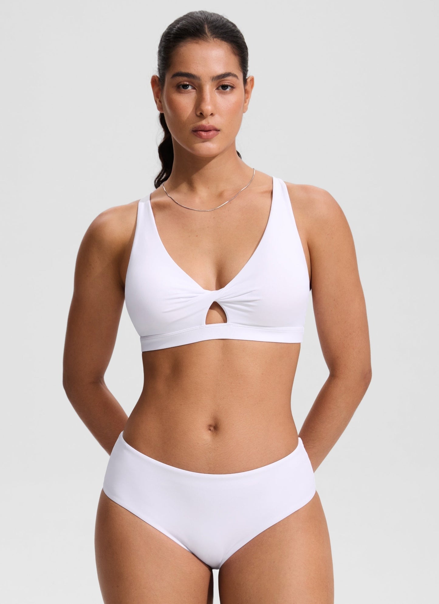 Twist Front Cut Out Cross Back Bikini Top