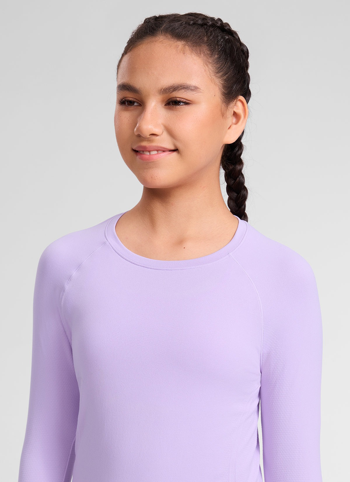 Girls Seamless Hip Length Long Sleeve