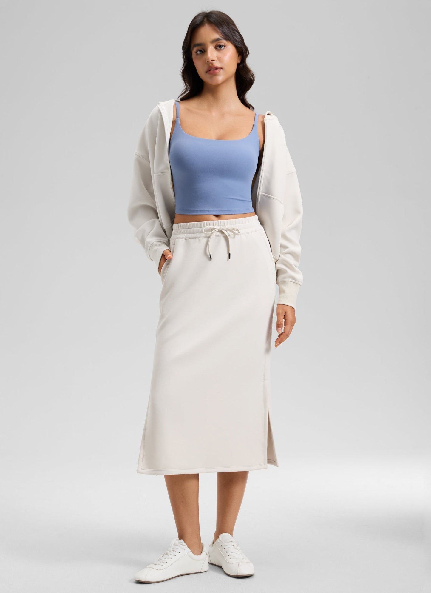 SoftAura Side Slit Hem Midi Pencil Skirt