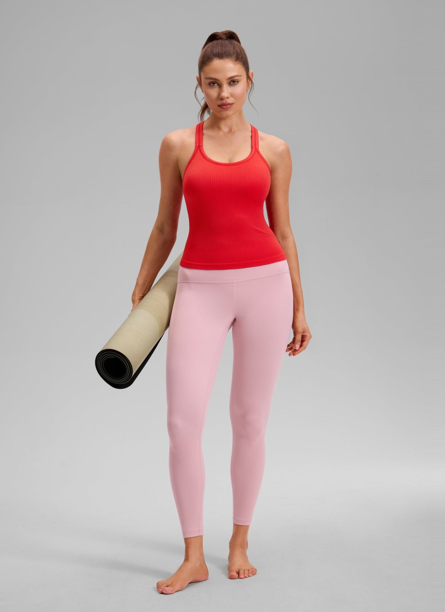 Seamless Racerback Built in Bra Ribbed Tank