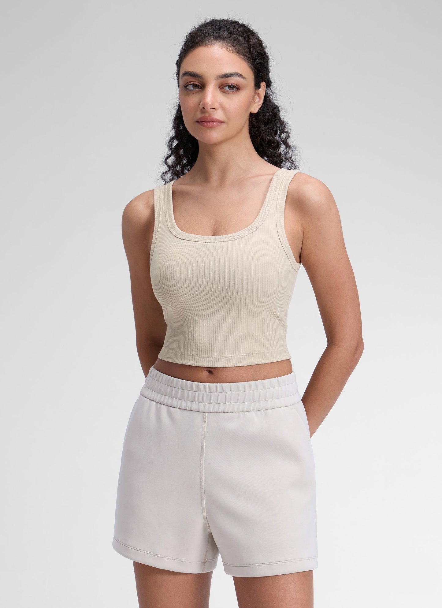 Ribbed U Neck Built in Bra Tank