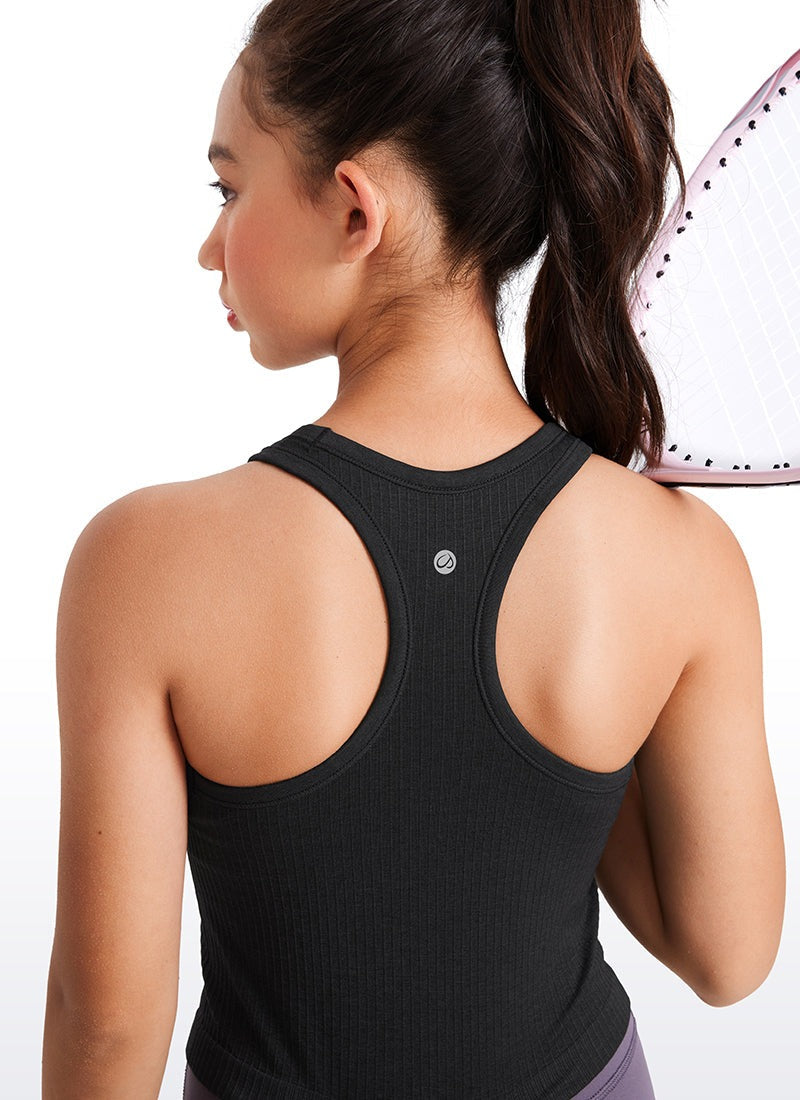 Girls Seamless Ribbed Scoop Neck Tank Racerback