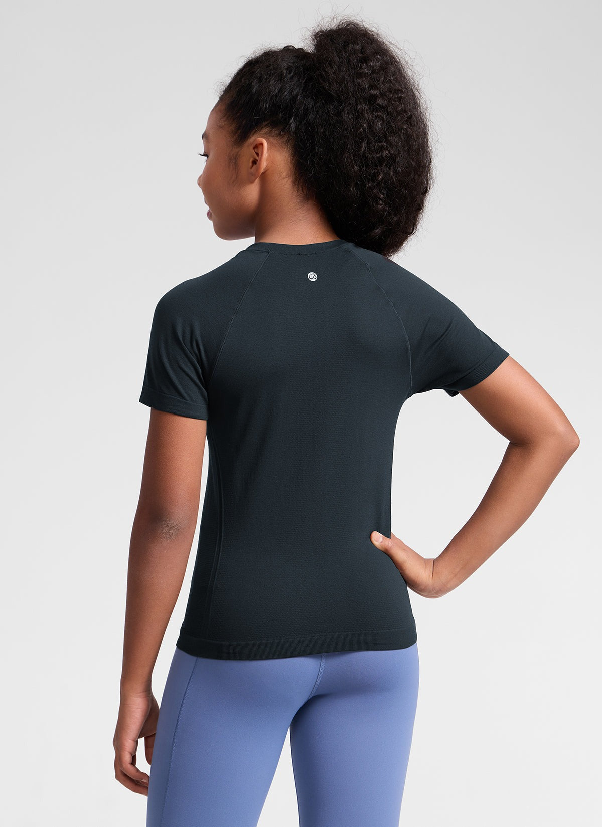 Girls Seamless Hip Length Short Sleeve