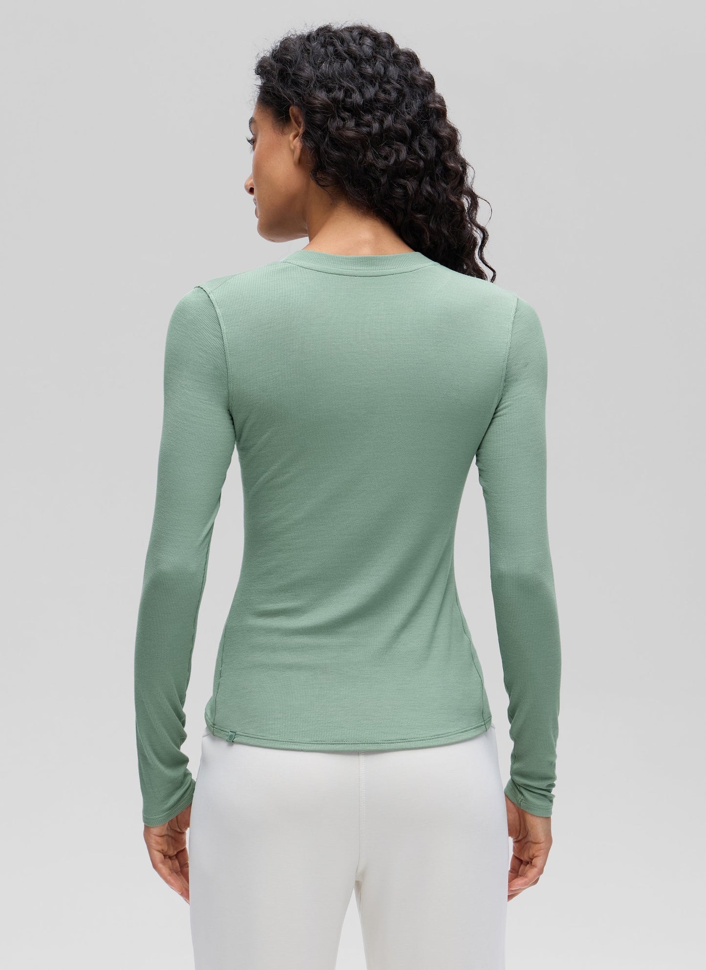 Ribbed Modal Henley Long Sleeve
