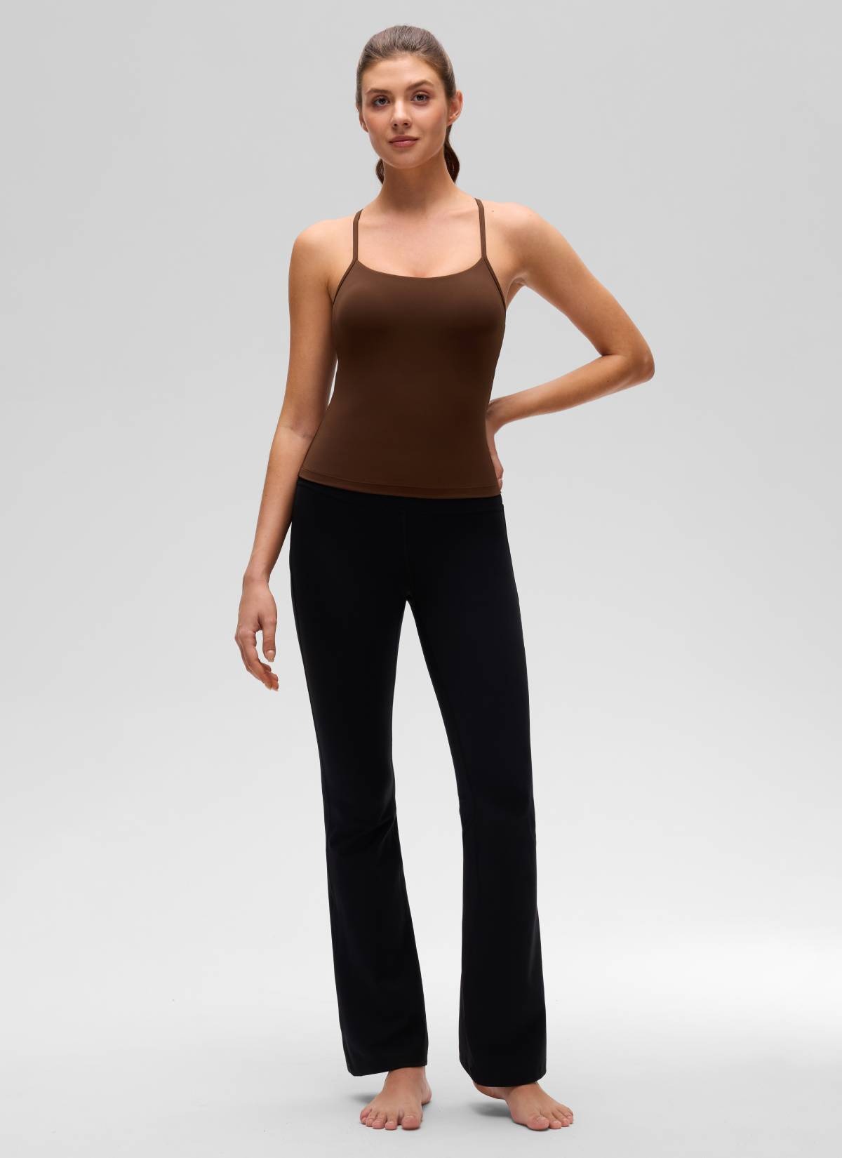 Butterluxe Waist Length Y Back Built in Bra Tank