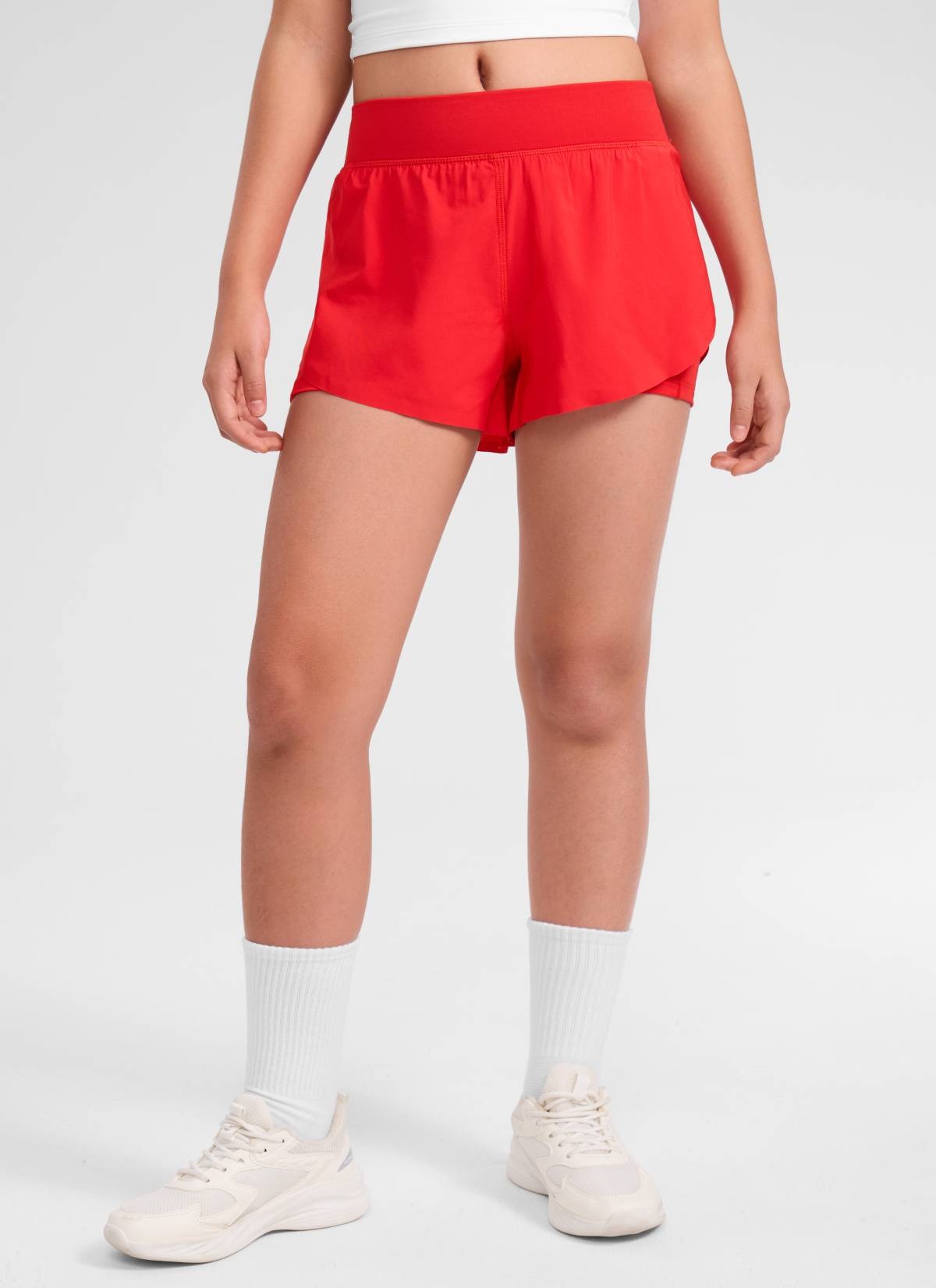Feathery-Fit Soft Girls 2 in 1 High Rise Dolphin Lined Shorts 2.5''