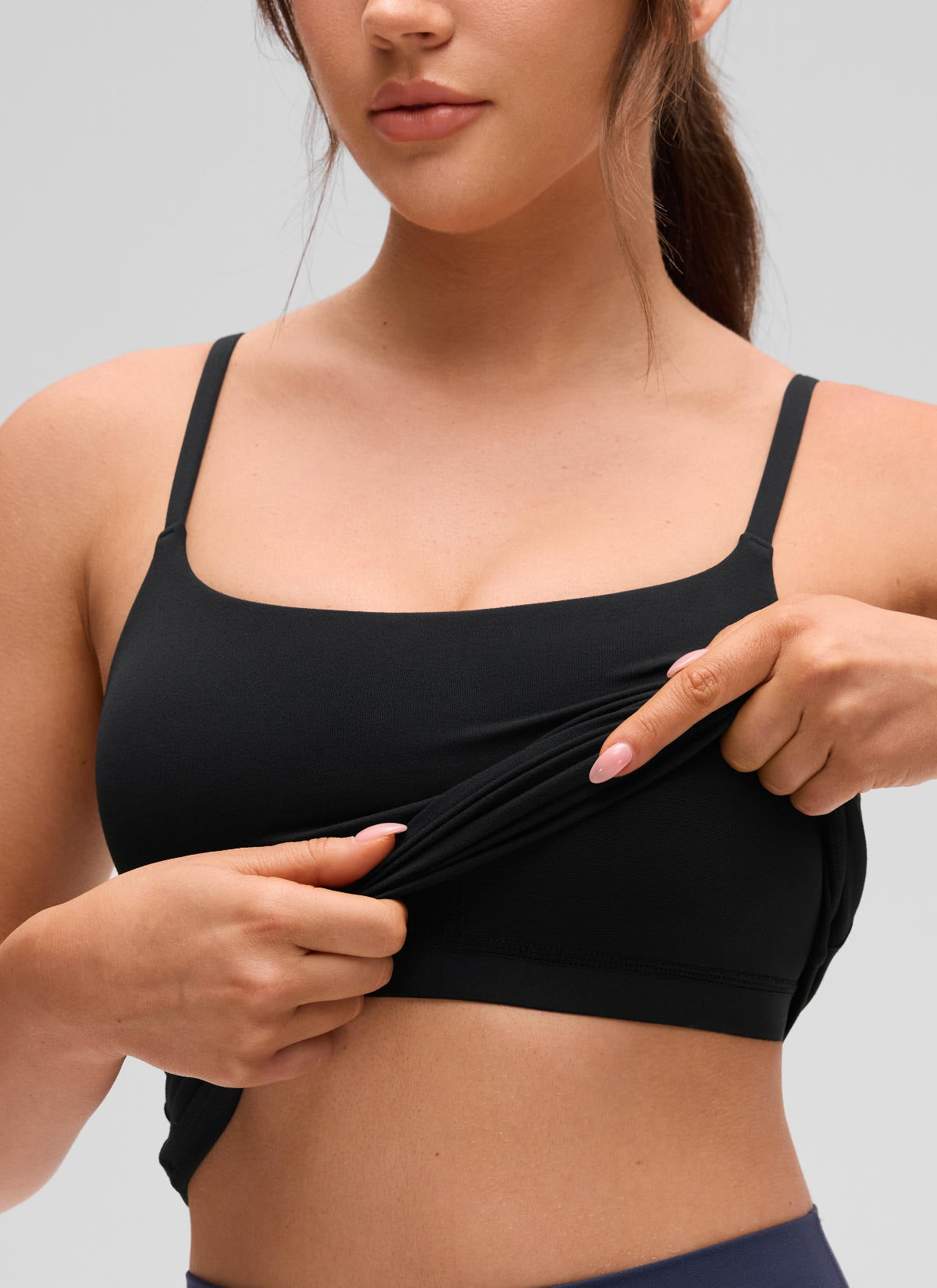 Softretch U Back Waist Length Built in Bra Tank